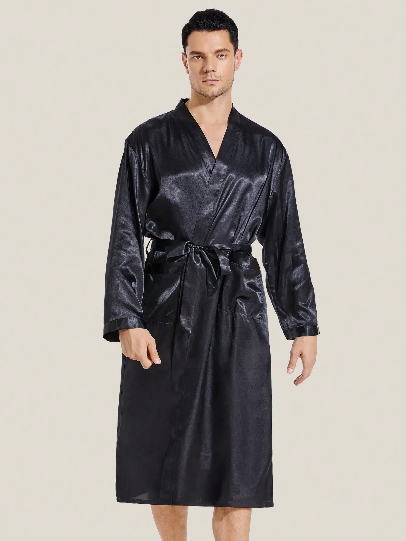1pc Men's Couple KING/QUEEN Simulated Silk Long Bathrobe