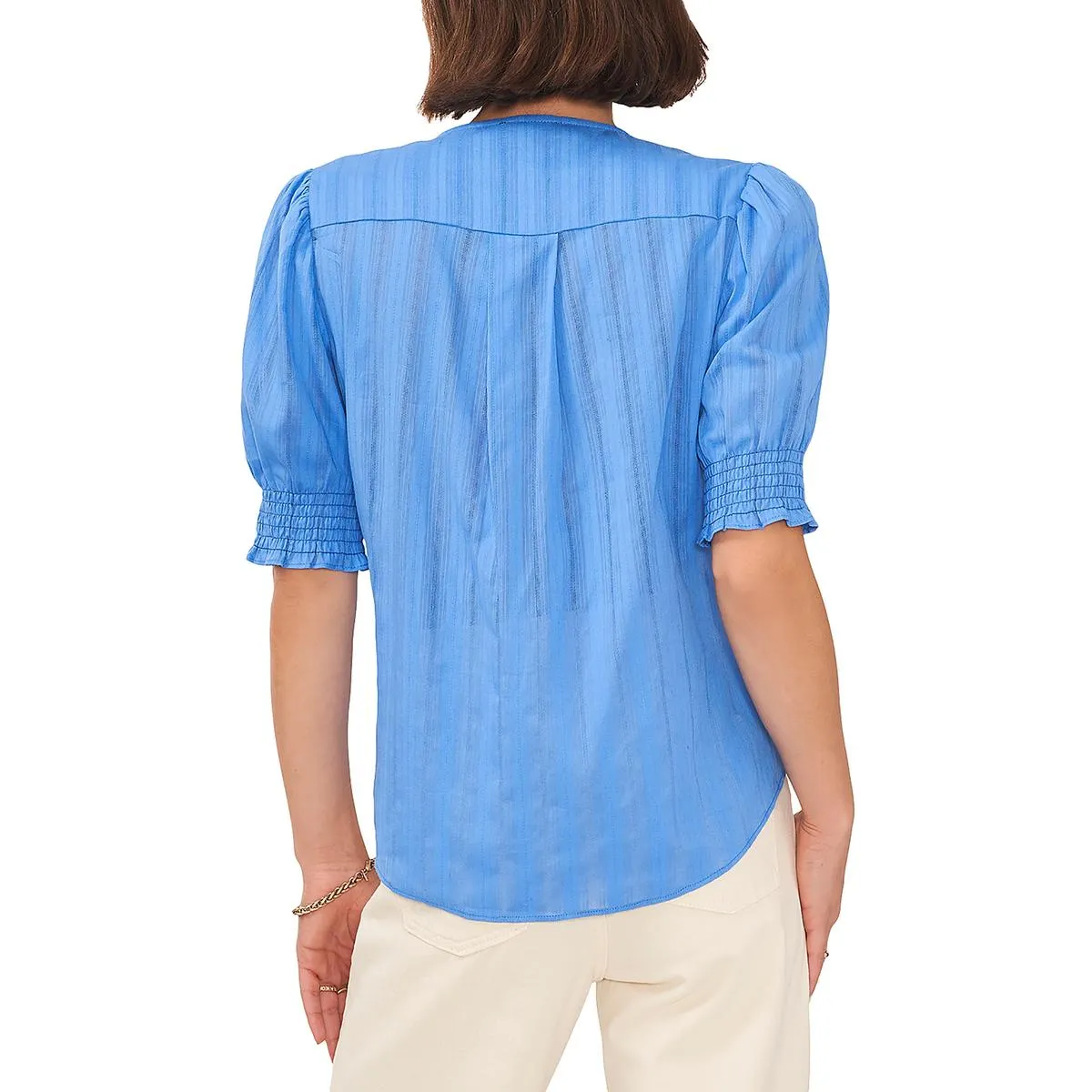 1.State Womens Pleats Bib Front Button-Down Top
