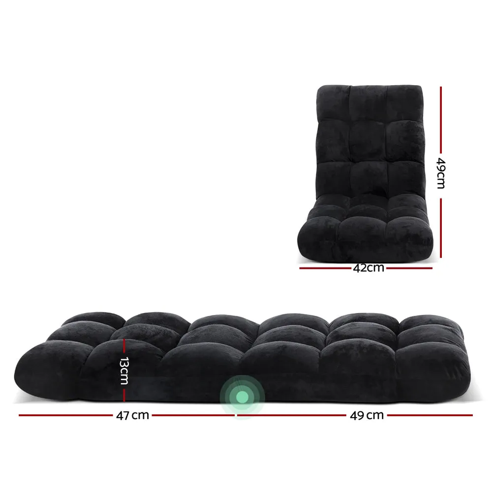 Adjustable Lounge Sofa Bed with Flannel Fabric, Black - Artiss