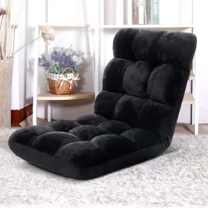 Adjustable Lounge Sofa Bed with Flannel Fabric, Black - Artiss