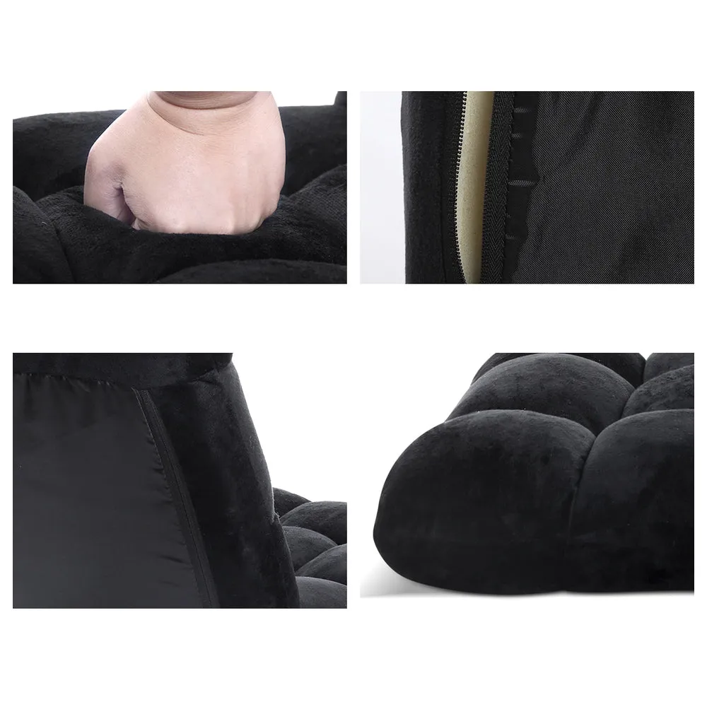 Adjustable Lounge Sofa Bed with Flannel Fabric, Black - Artiss