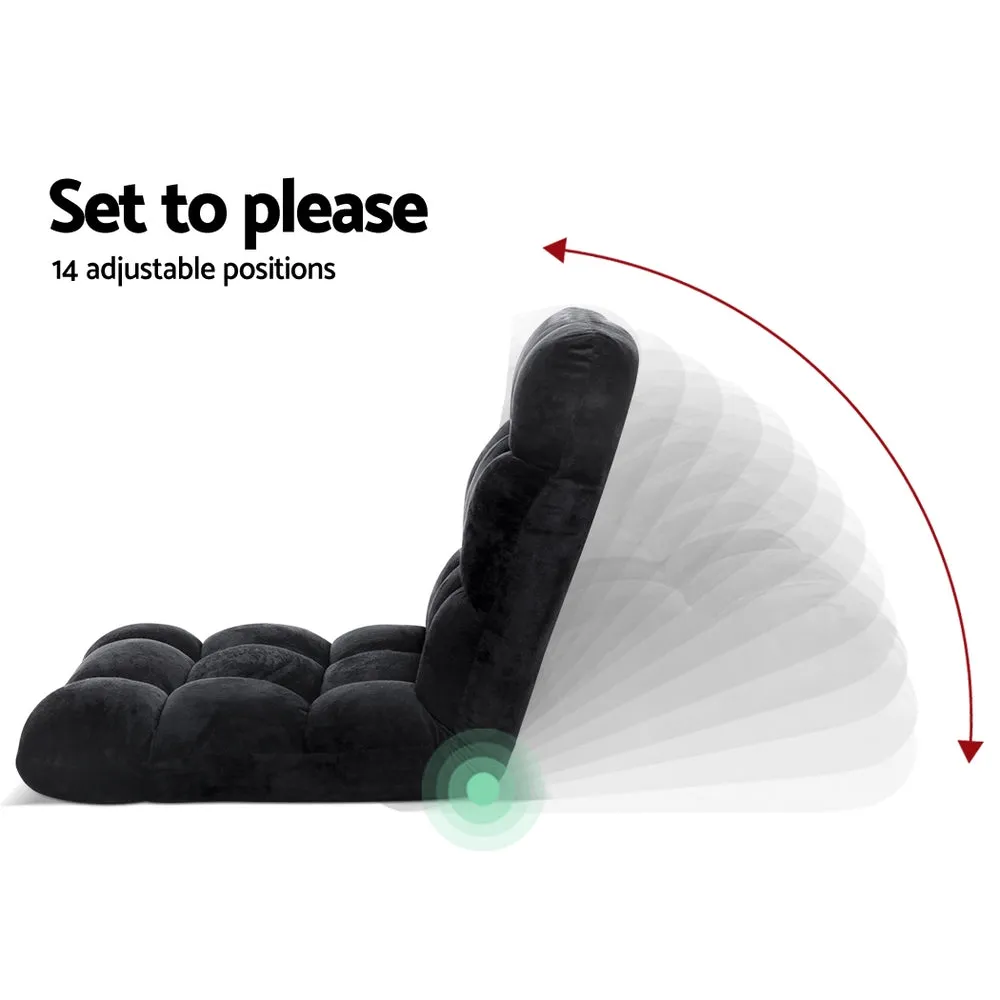 Adjustable Lounge Sofa Bed with Flannel Fabric, Black - Artiss