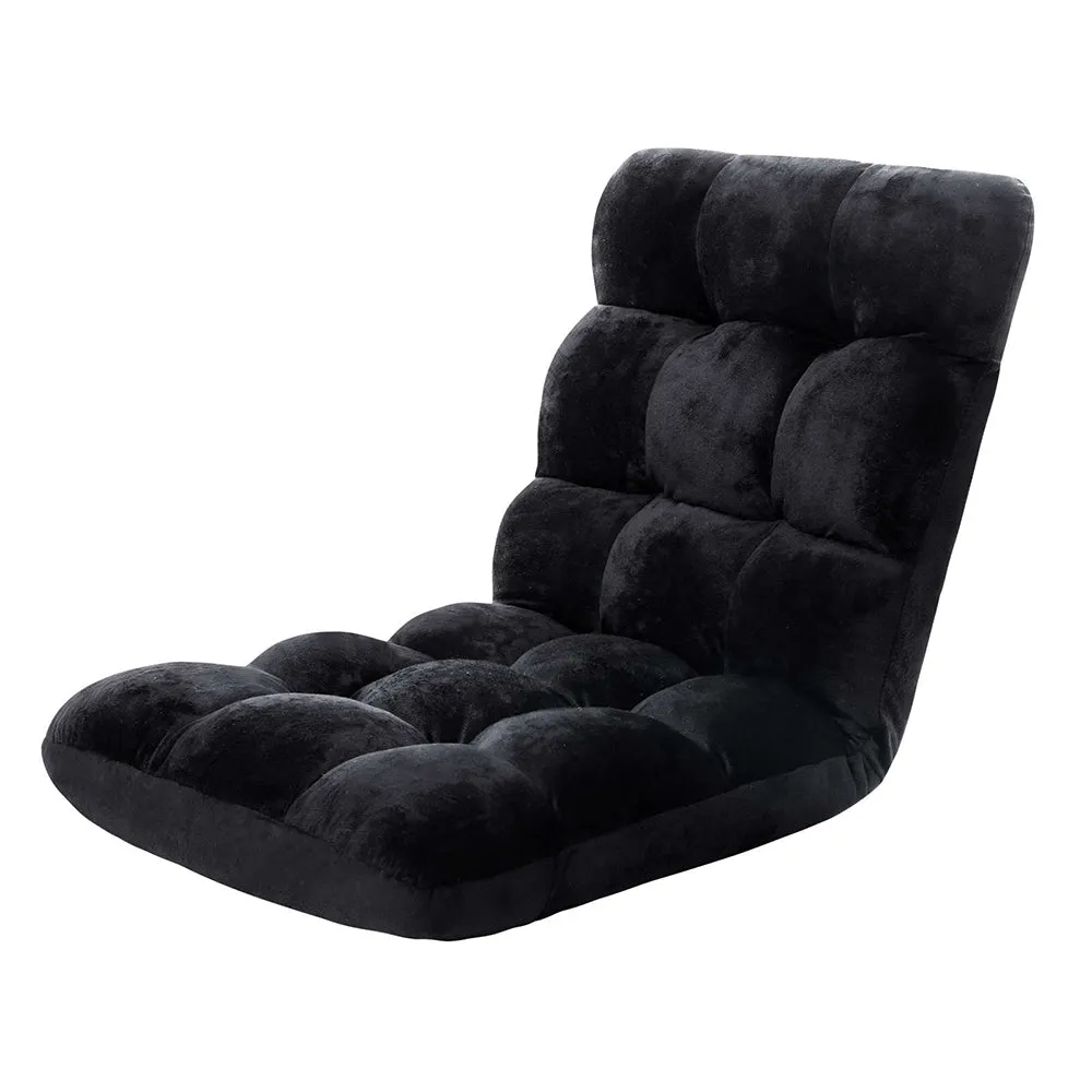 Adjustable Lounge Sofa Bed with Flannel Fabric, Black - Artiss