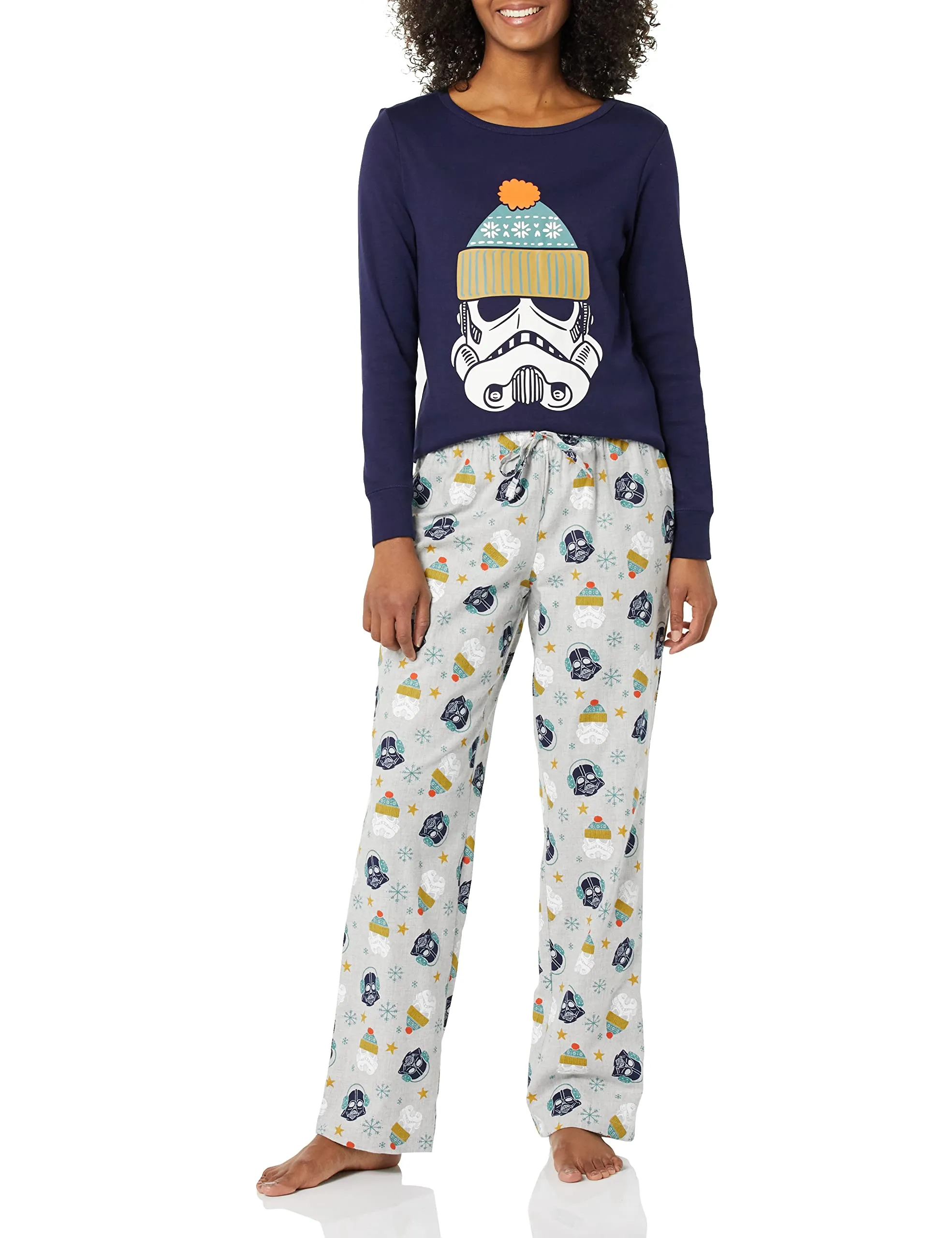 Amazon Essentials Disney | Marvel | Star Wars Women's Flannel Pajama Sleep Sets, Star Wars Winter - Womens, XX-Large