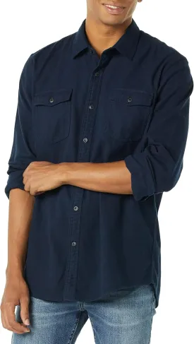 Amazon Essentials Men's Long-Sleeve Flannel Shirt, Regular-Fit, Two Pockets