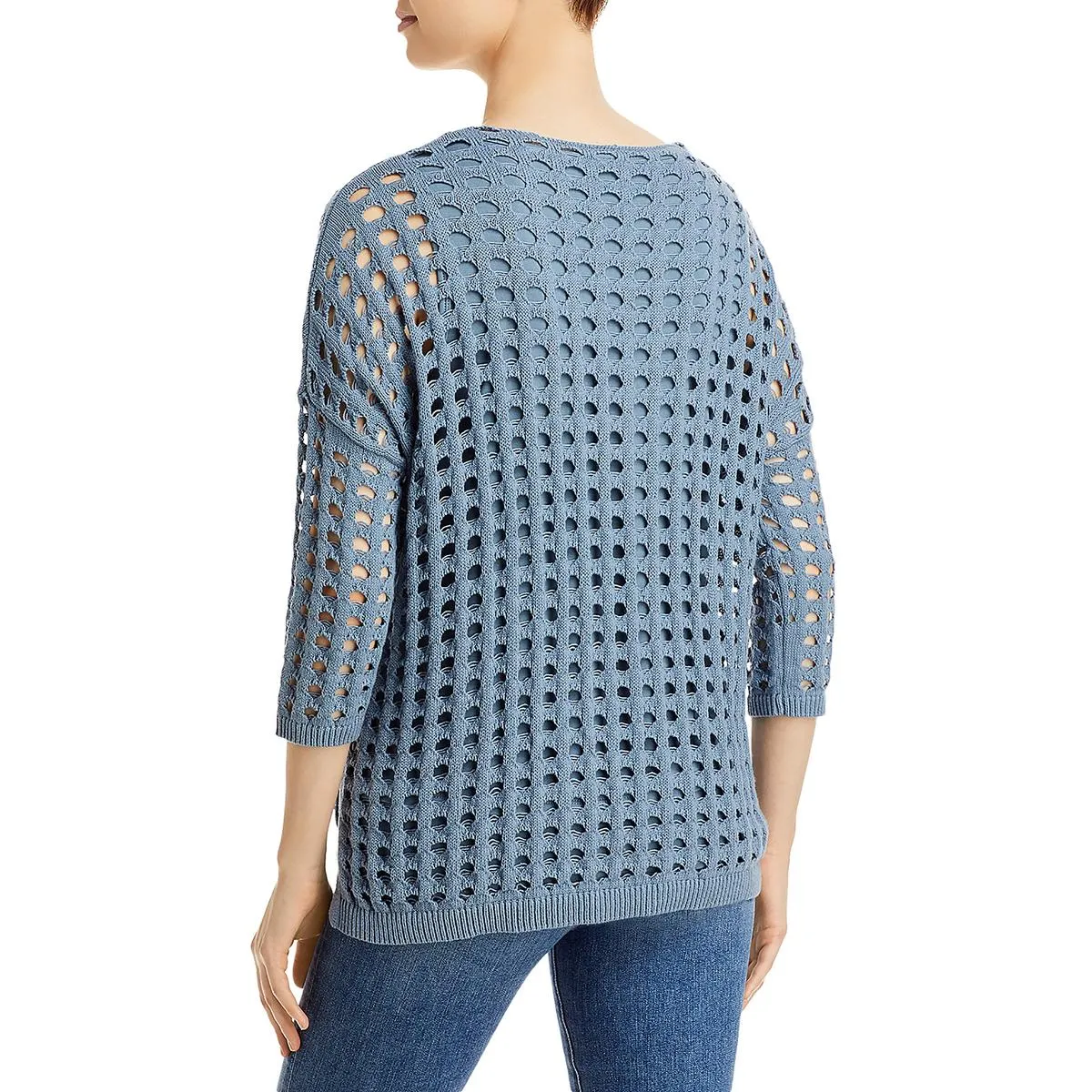 &BASICS Womens Open Stitch V-Neck Pullover Sweater