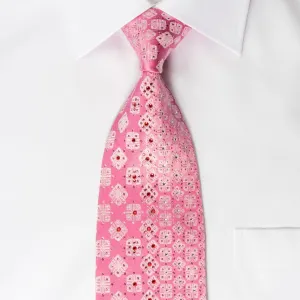 Arnaldo Bassini Rhinestone Necktie Geometric On Pink With Silver Sparkles