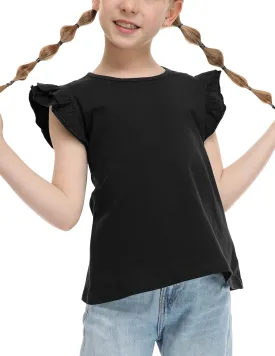 Arshiner Girls Shirts Ruffle Short Sleeve Summer Cute Casual Crewneck Tops Blouse Tee