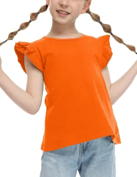 Arshiner Girls Shirts Ruffle Short Sleeve Summer Cute Casual Crewneck Tops Blouse Tee