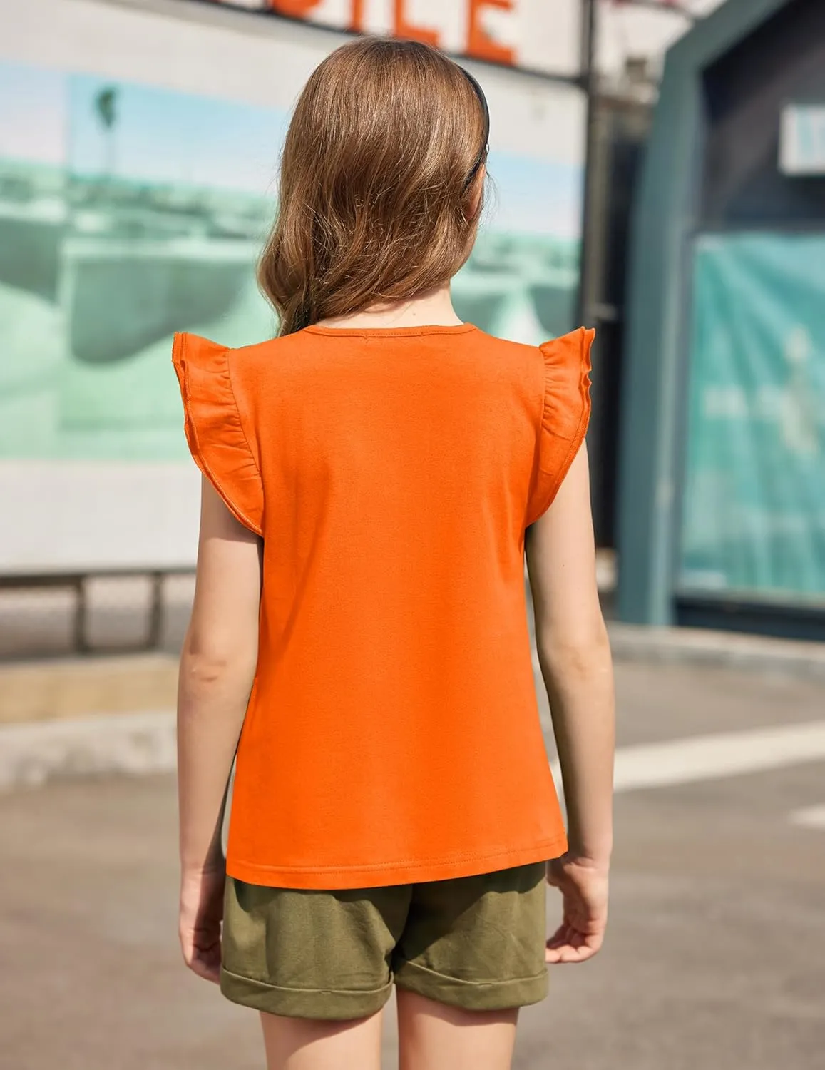 Arshiner Girls Shirts Ruffle Short Sleeve Summer Cute Casual Crewneck Tops Blouse Tee