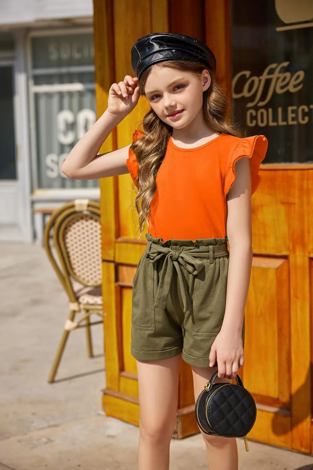 Arshiner Girls Shirts Ruffle Short Sleeve Summer Cute Casual Crewneck Tops Blouse Tee