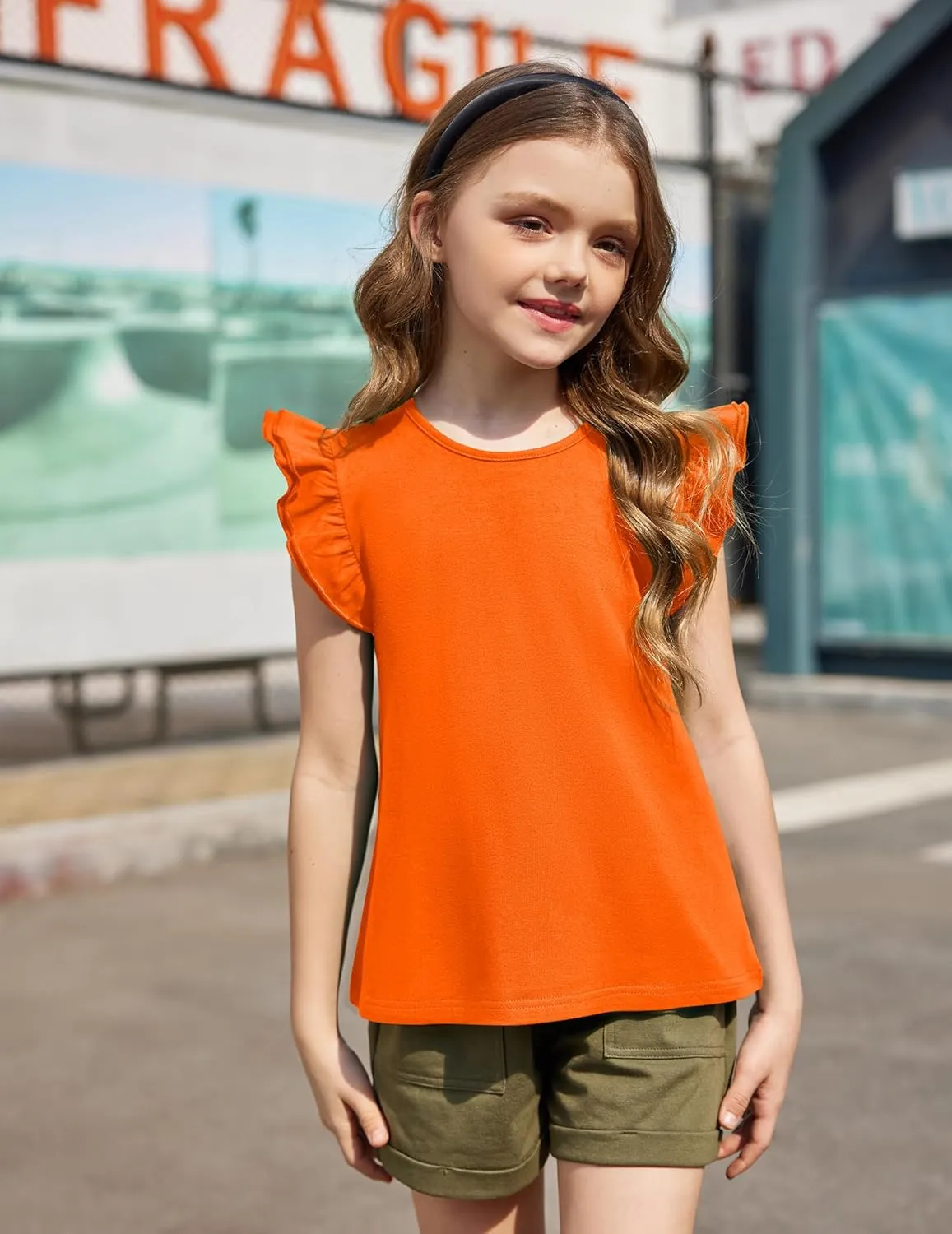 Arshiner Girls Shirts Ruffle Short Sleeve Summer Cute Casual Crewneck Tops Blouse Tee