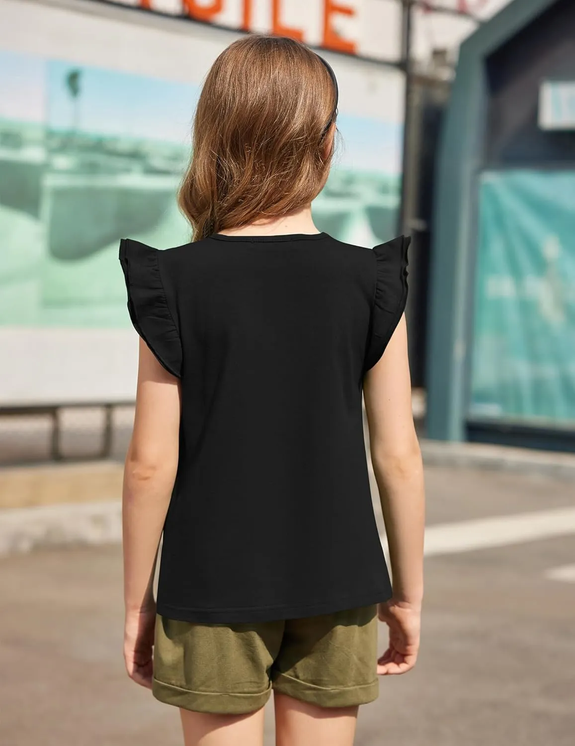Arshiner Girls Shirts Ruffle Short Sleeve Summer Cute Casual Crewneck Tops Blouse Tee