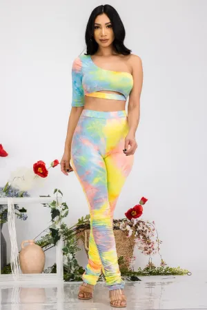 AST-10529 - TIE DYE 2PC TOP AND PANT SET