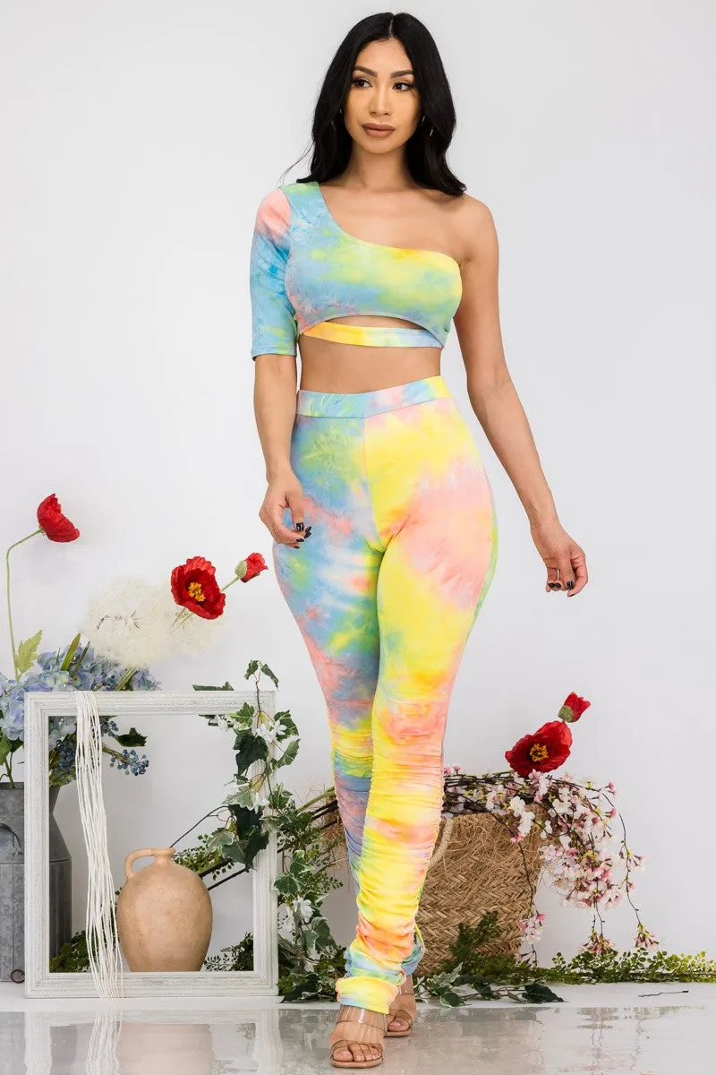 AST-10529 - TIE DYE 2PC TOP AND PANT SET