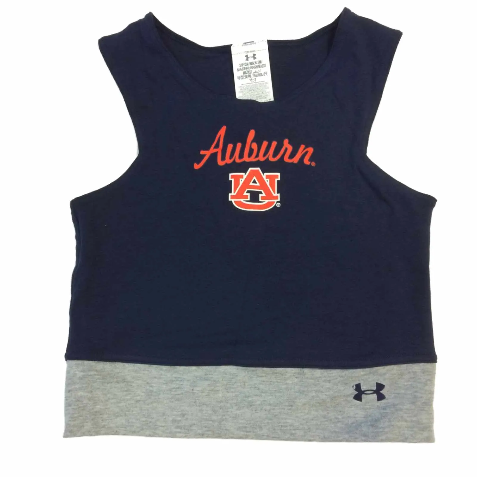 Auburn Tigers Under Armour Heatgear Navy WOMENS Cropped Cheer Tank Top (S)