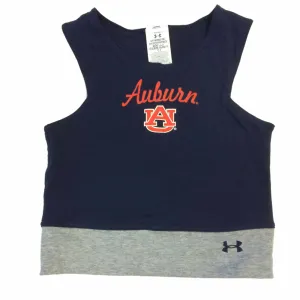 Auburn Tigers Under Armour Heatgear Navy WOMENS Cropped Cheer Tank Top (S)