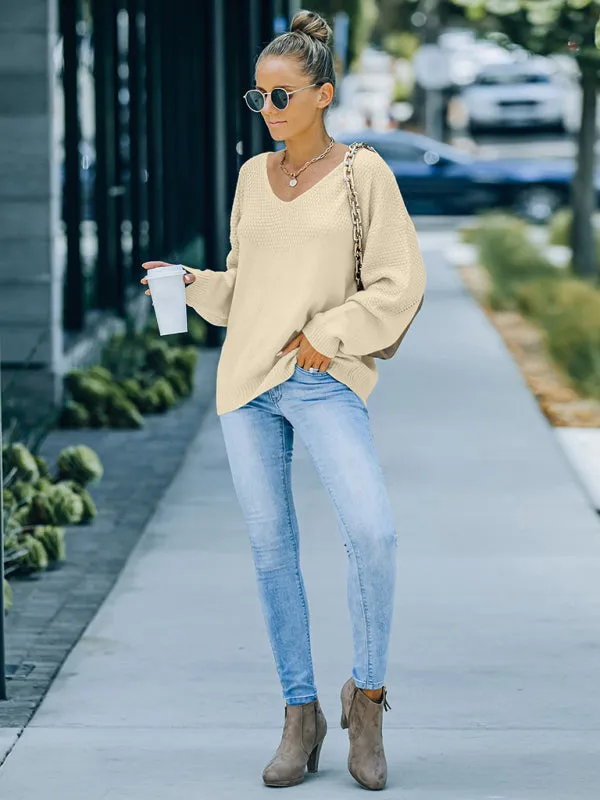 Autumn and winter women's new V-neck long sleeved sweater