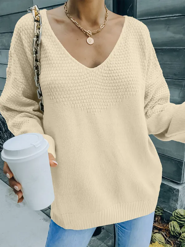 Autumn and winter women's new V-neck long sleeved sweater
