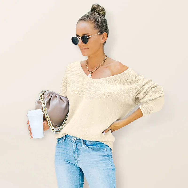 Autumn and winter women's new V-neck long sleeved sweater