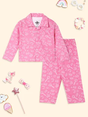 Baby and Kids Pajama Nightsuit Set- Pink-A-Boo