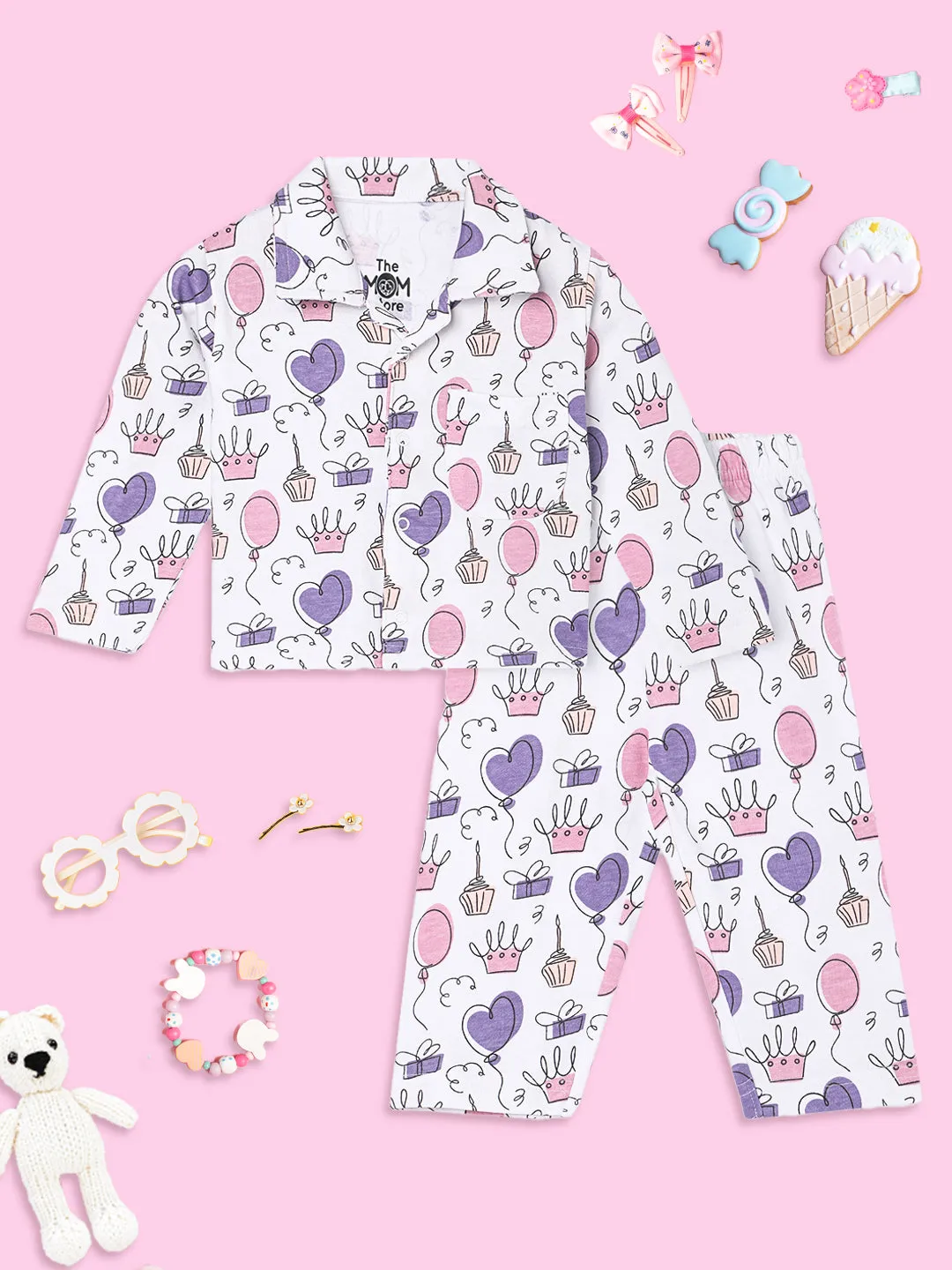 Baby and Kids Pajama Nightsuit Set- Princess Party