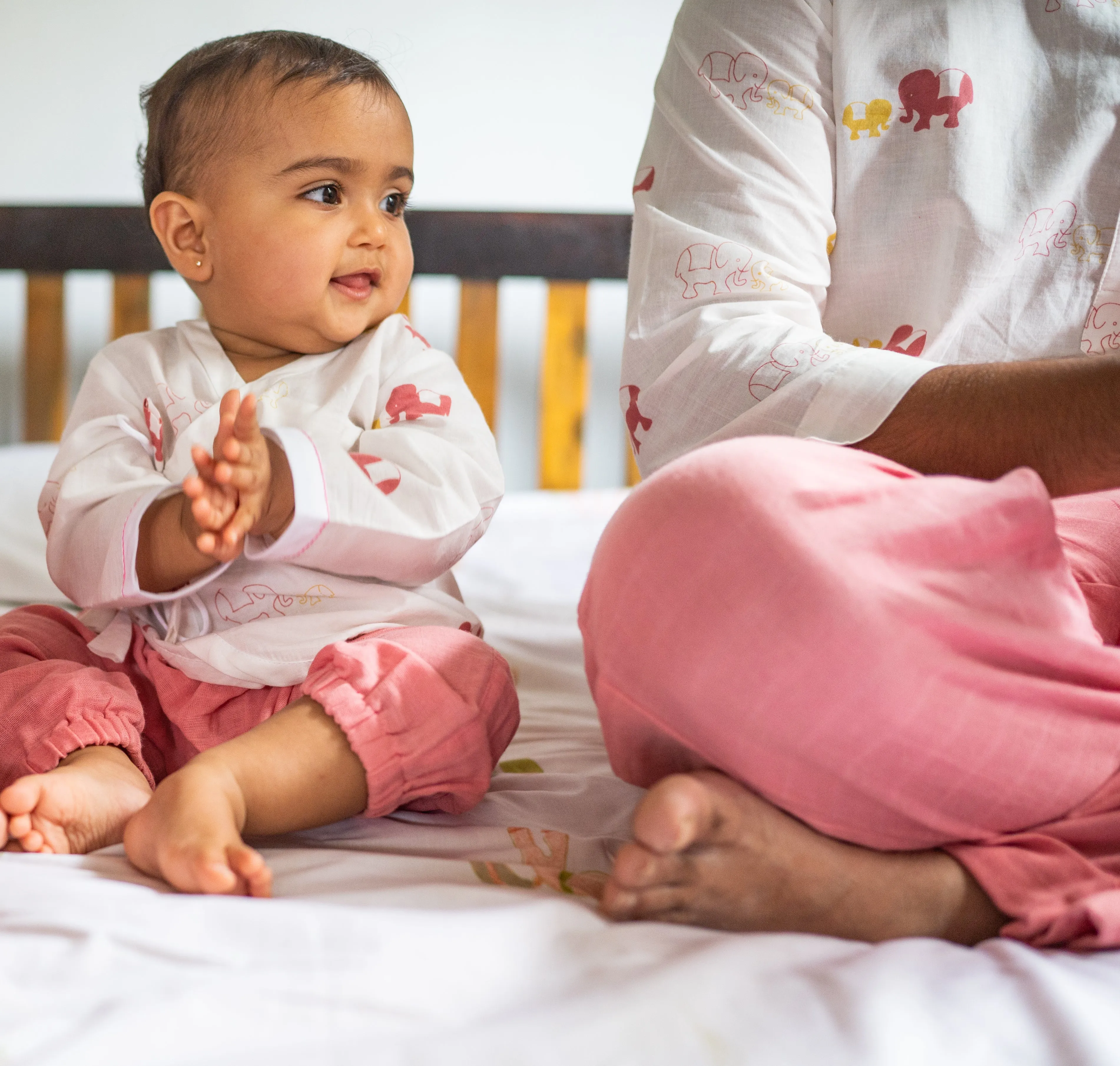 Baby Jhabla Pajama Set - Colours of the Earth - Elle Pink