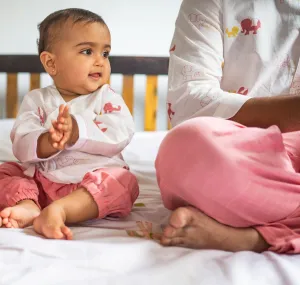 Baby Jhabla Pajama Set - Colours of the Earth - Elle Pink