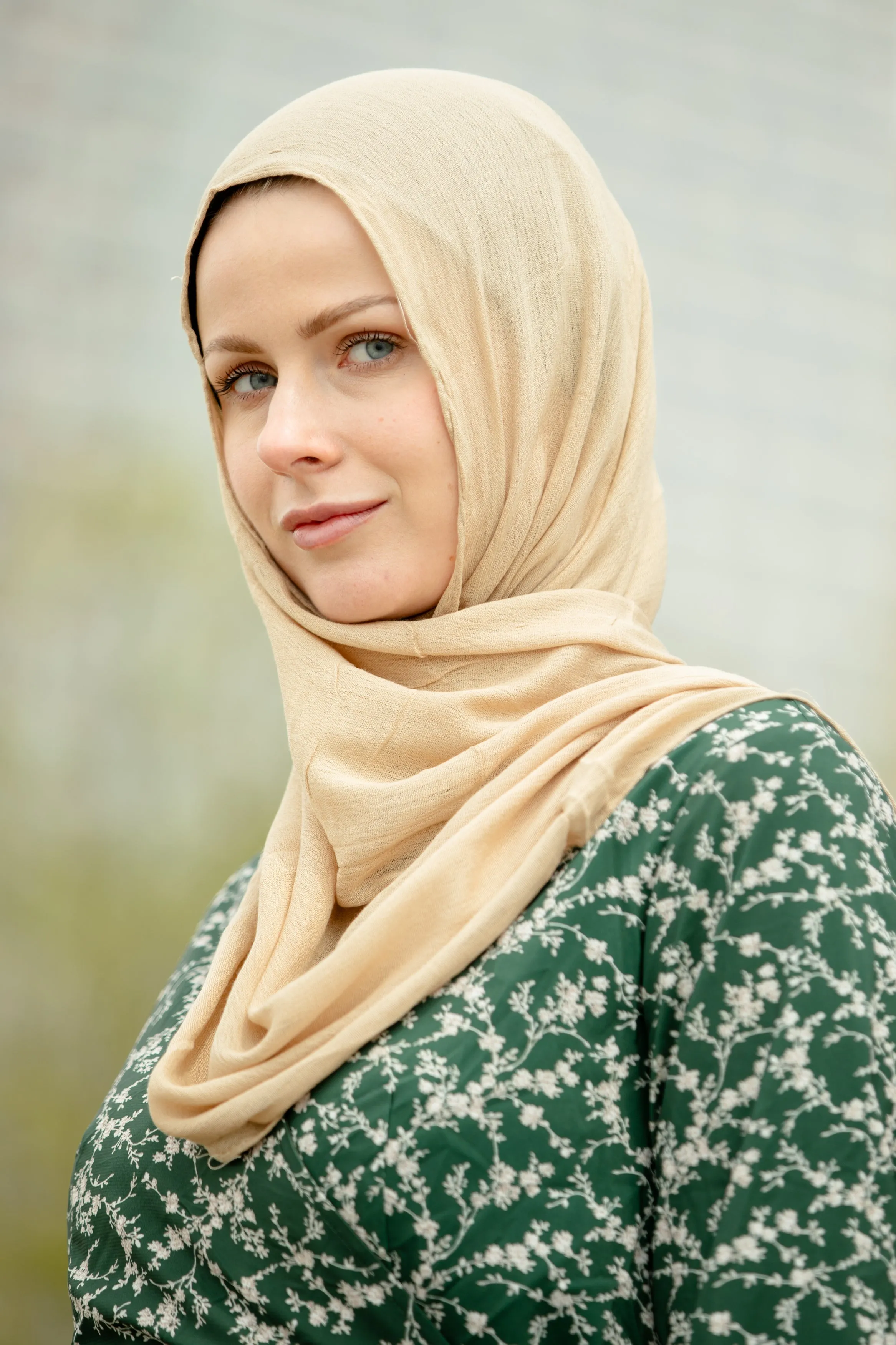 Beige Modal Fringe Edge Hijab