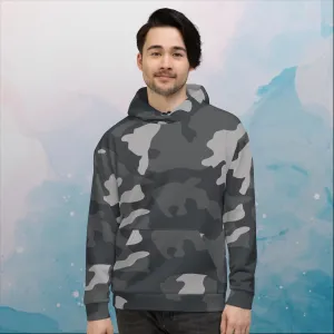 Black and Grey Camo Print Unisex Hoodie