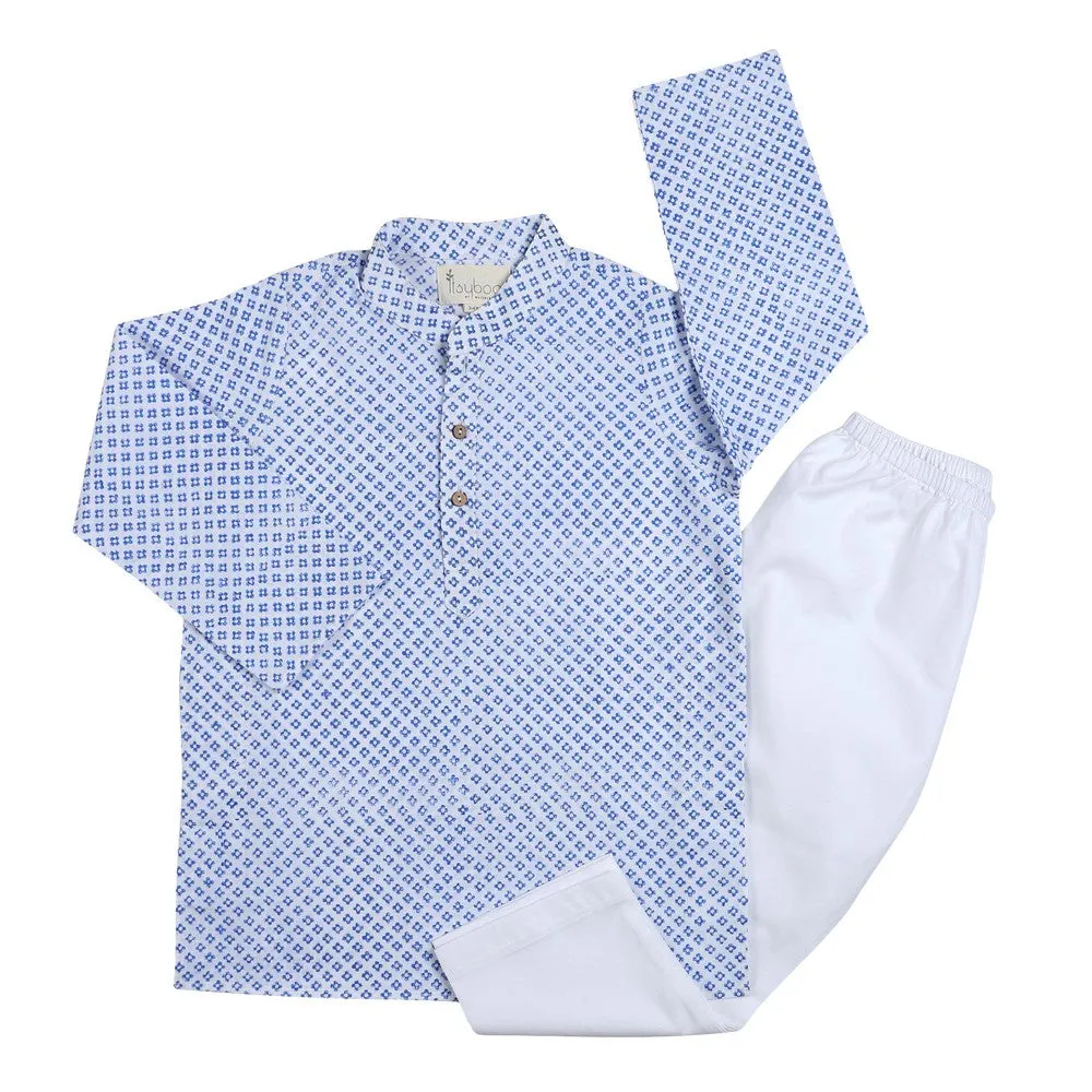 Blue Block Kurta Pajama Set