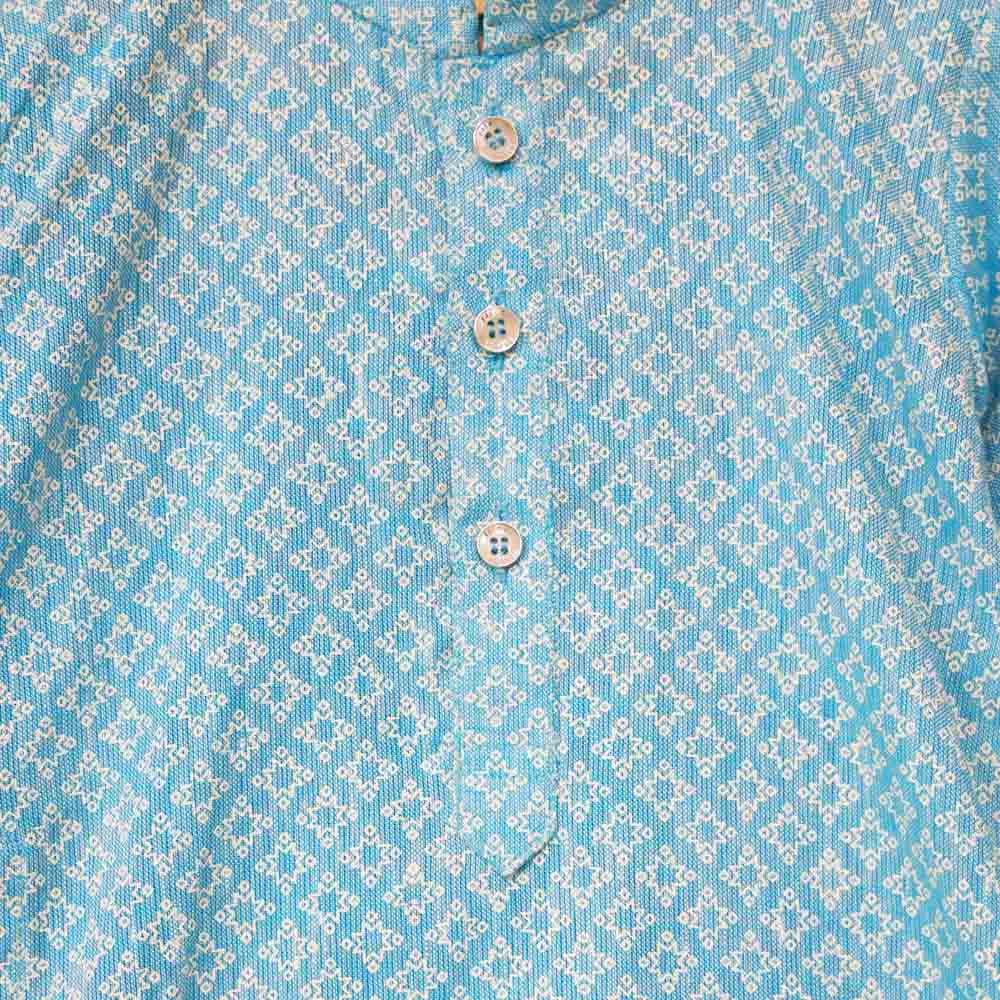 Blue Star Printed Kurta With Beige Pajama