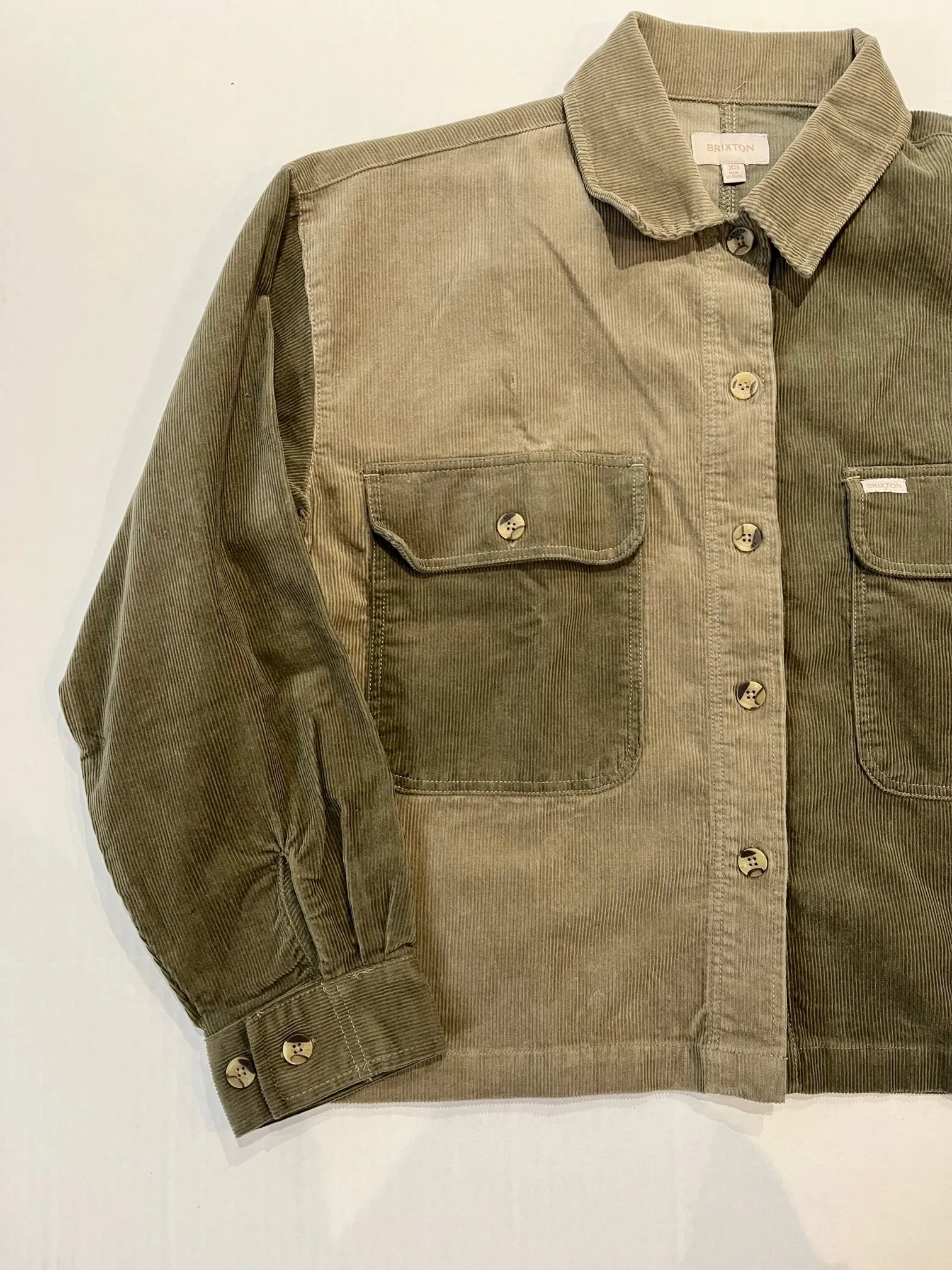 Brixton Bowery Womens Corduroy Long Sleeve Flannel - Mermaid Military Olive