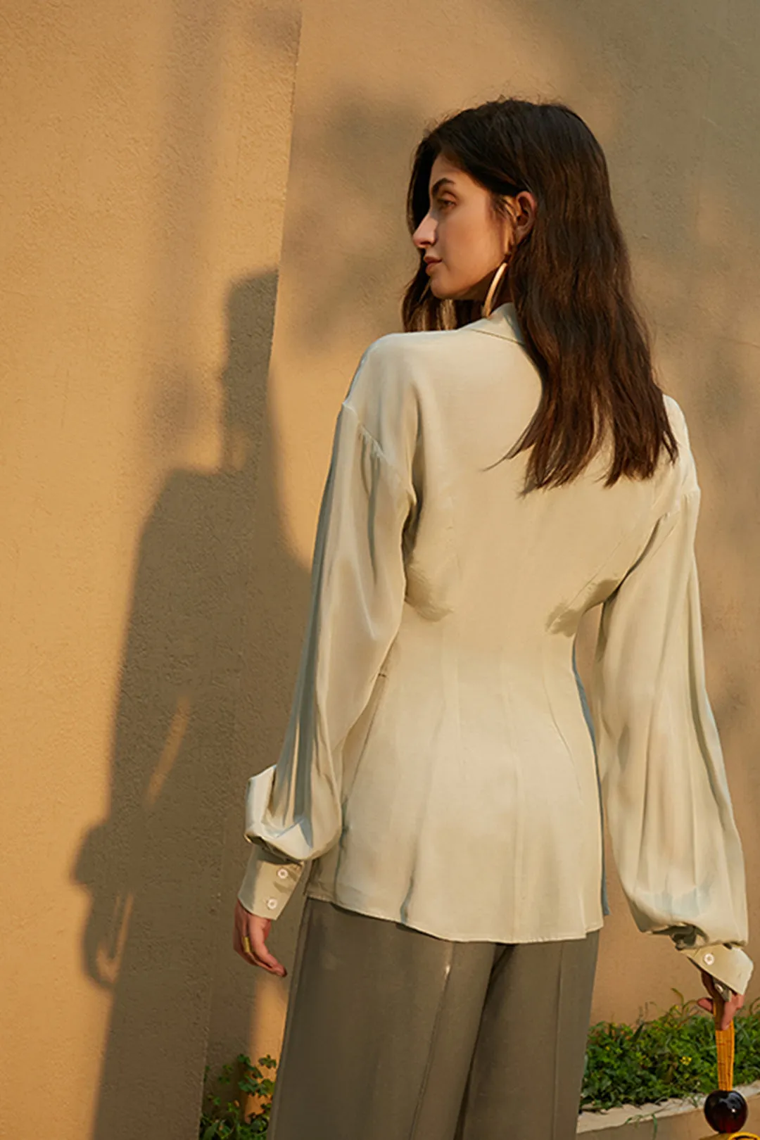 Buttonless shirt | Mint green long-sleeved shirt | Casual shirt