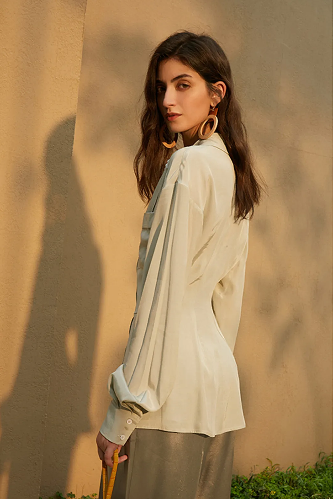 Buttonless shirt | Mint green long-sleeved shirt | Casual shirt