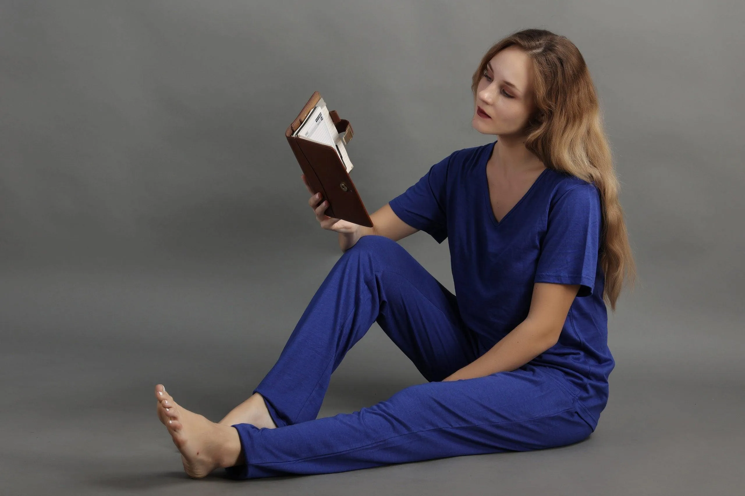 Cotton Solid Pyjama Night Suit Set -Electric Blue