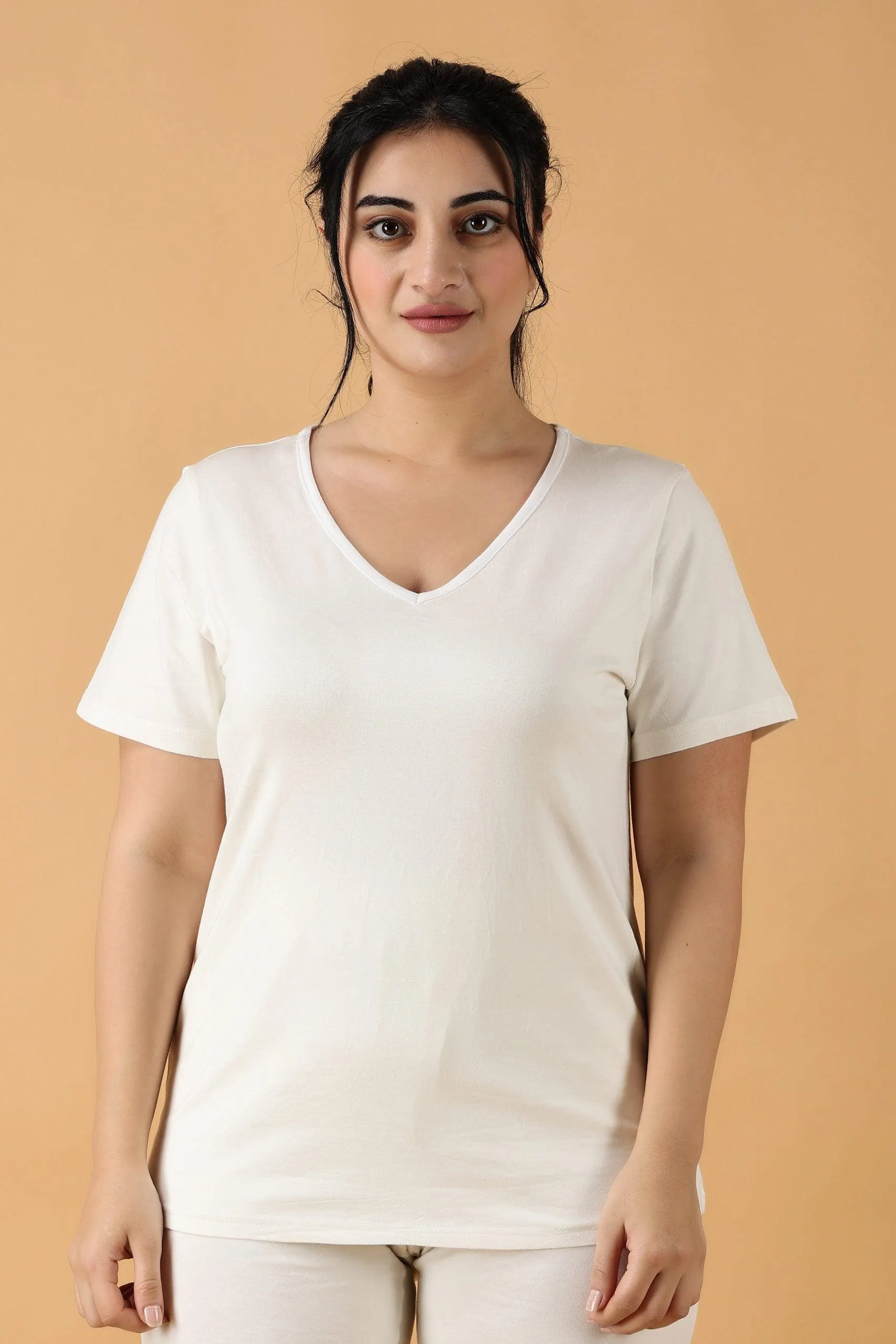 Cotton Solid Pyjama Night Suit Set -White
