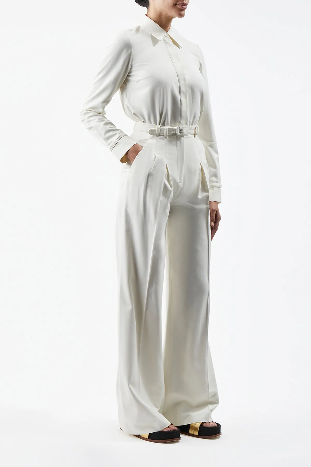 Cruz Shirt in Ivory Washed Silk