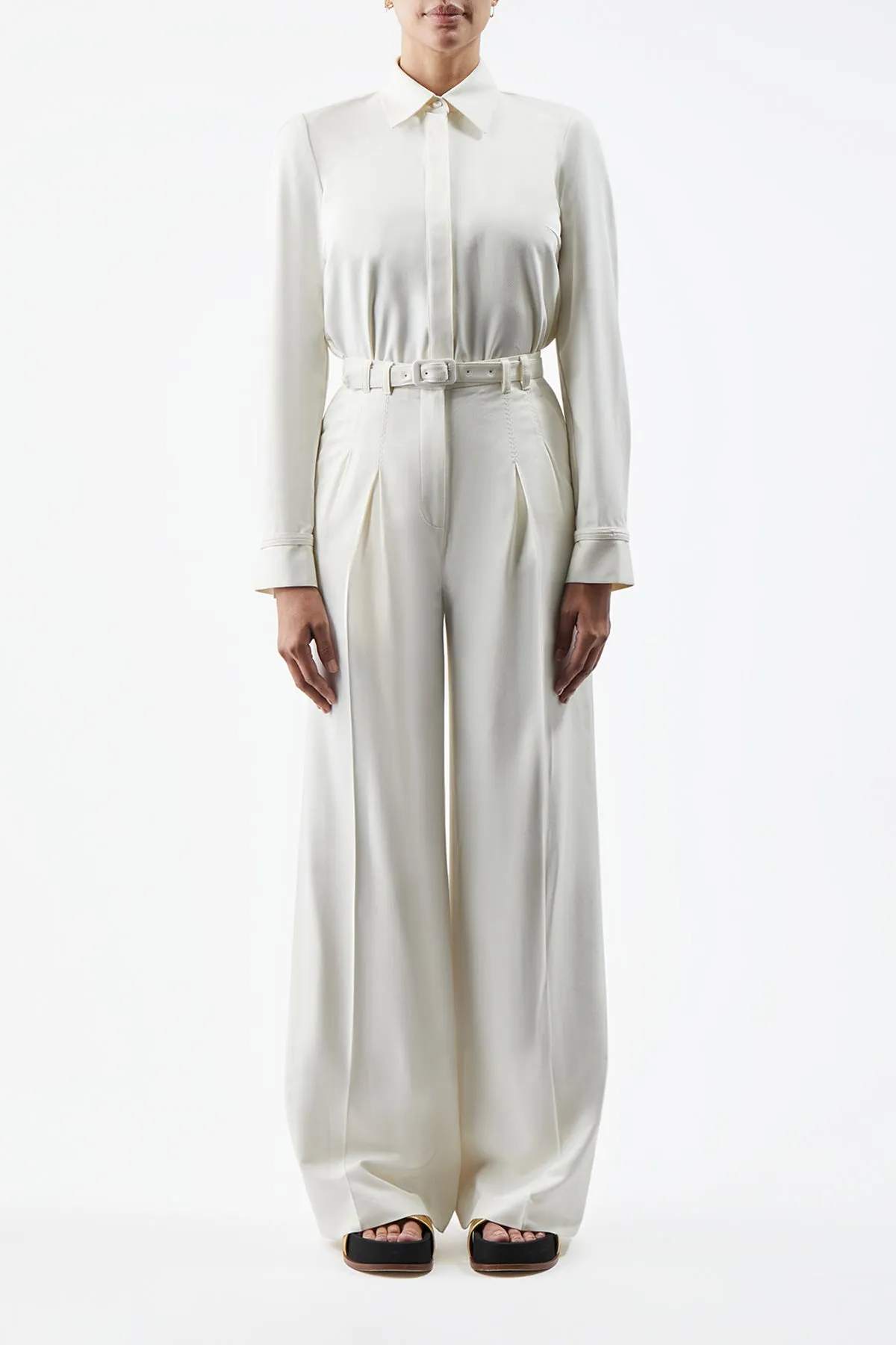 Cruz Shirt in Ivory Washed Silk