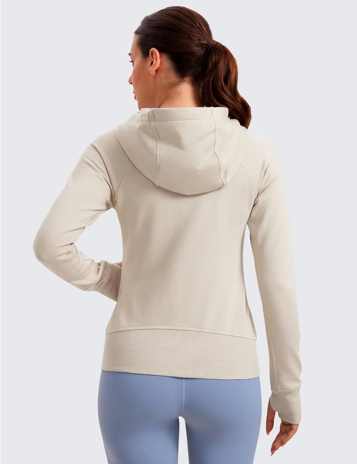 CRZ YOGA Womens Fleece Full Zip Hoodie Jackets Workout Hooded Zipper Basic Casual Sweatshirts with Thumb Holes