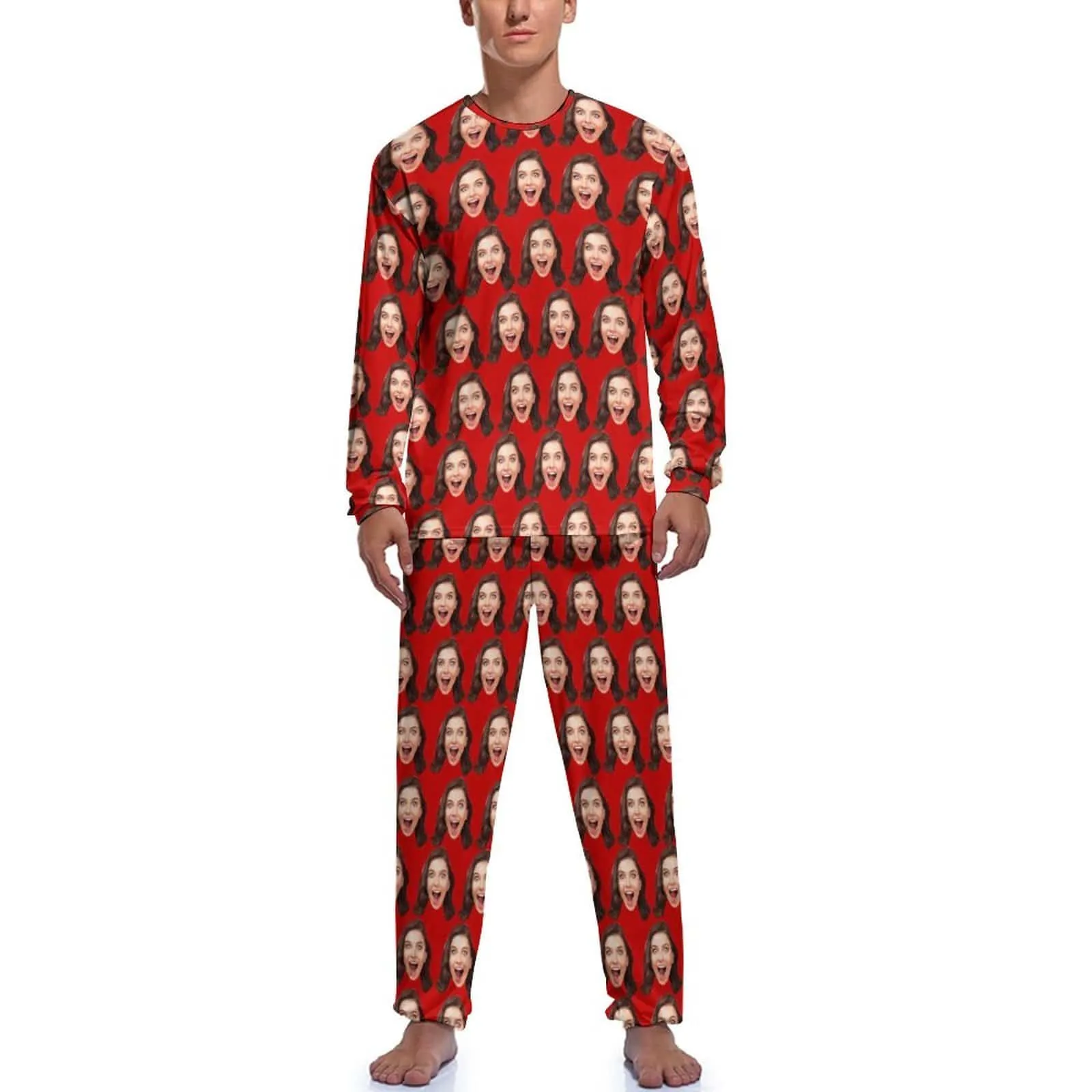 Custom Face Girlfriend Pajamas for Men Personalized Men's Pajama Set Sleep or Loungewear For Him