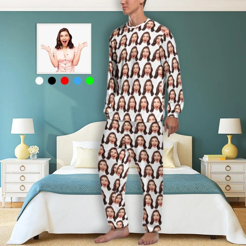 Custom Face Girlfriend Pajamas for Men Personalized Men's Pajama Set Sleep or Loungewear For Him