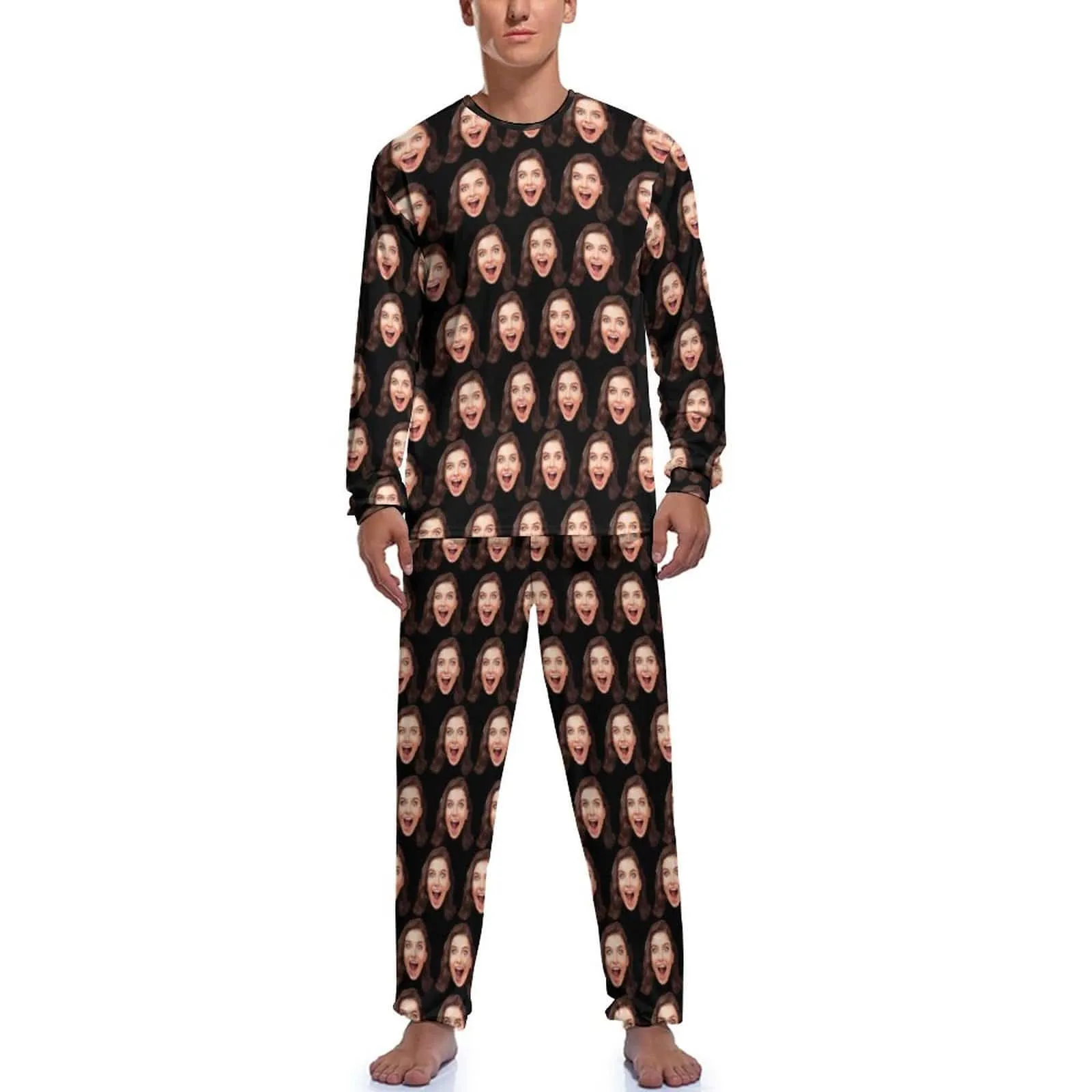 Custom Face Girlfriend Pajamas for Men Personalized Men's Pajama Set Sleep or Loungewear For Him