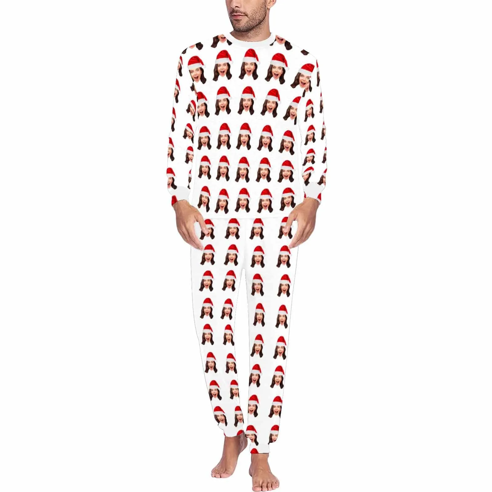 Custom Face Girlfriend Pajamas for Men Personalized Men's Pajama Set Sleep or Loungewear For Him