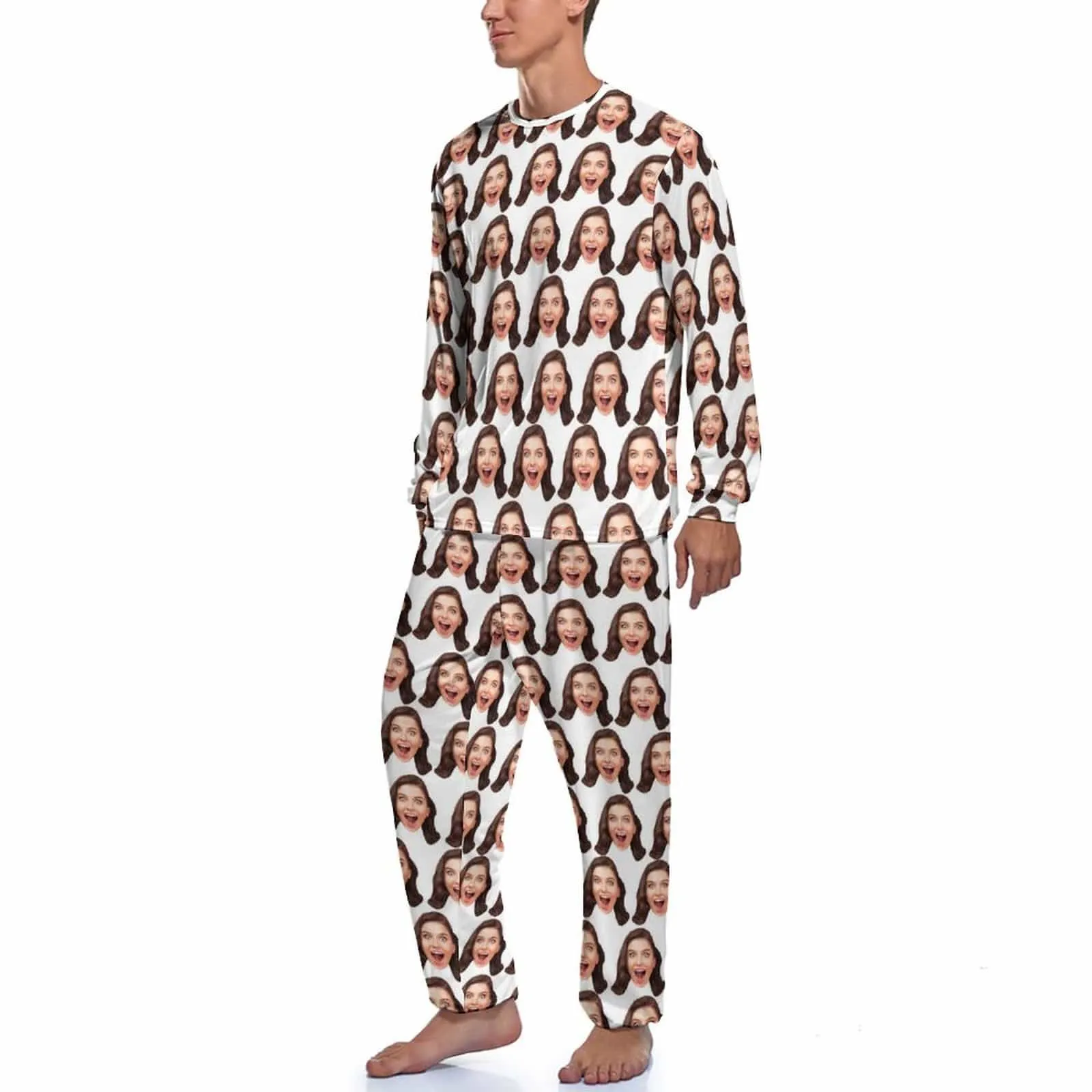 Custom Face Girlfriend Pajamas for Men Personalized Men's Pajama Set Sleep or Loungewear For Him
