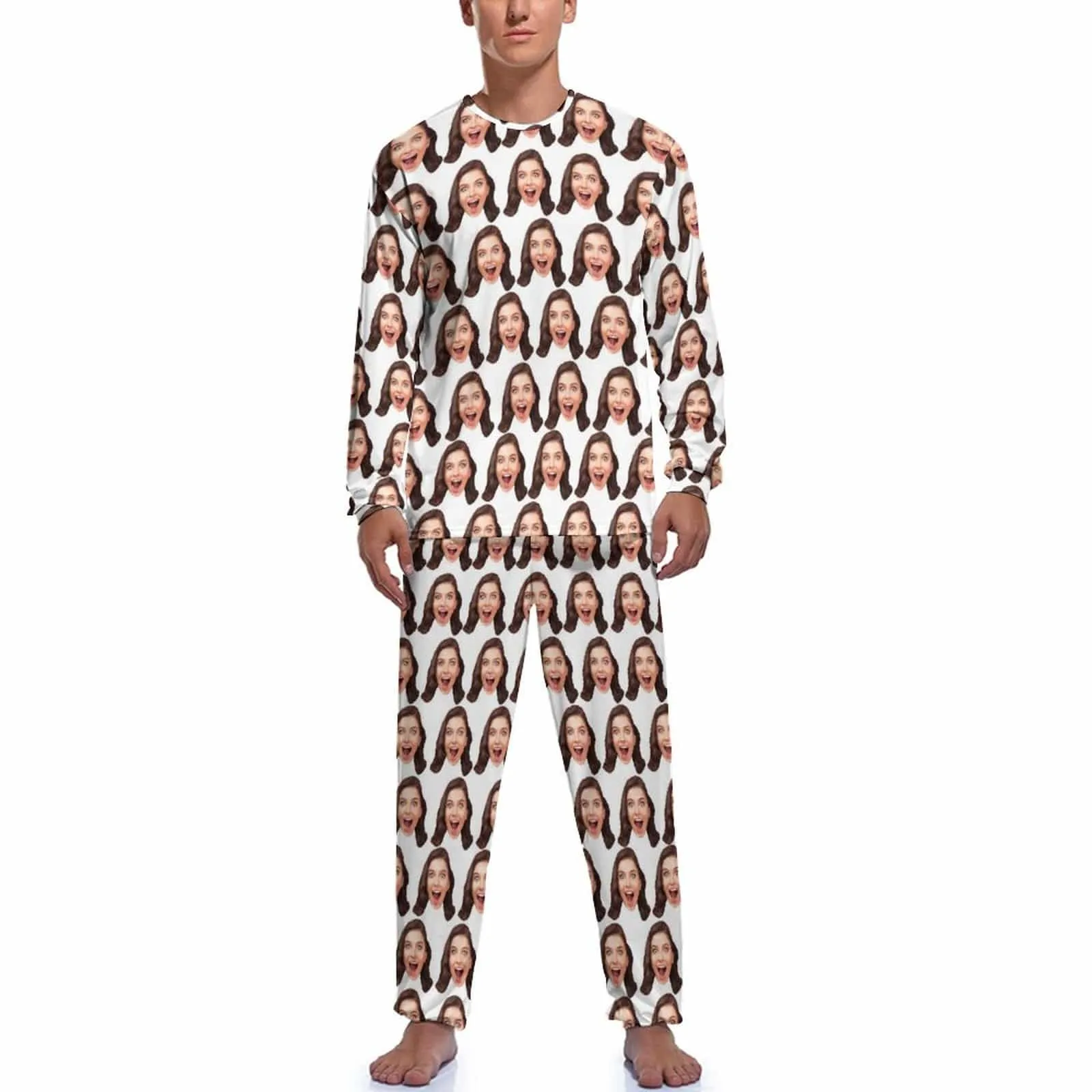 Custom Face Girlfriend Pajamas for Men Personalized Men's Pajama Set Sleep or Loungewear For Him