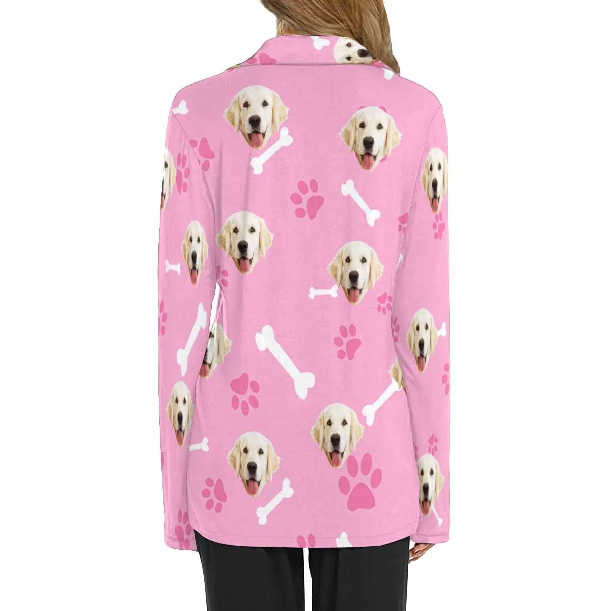 Custom Photo My Pet Dog Sleepwear Personalized Women's Slumber Party Long Pajama Shirt&Pants