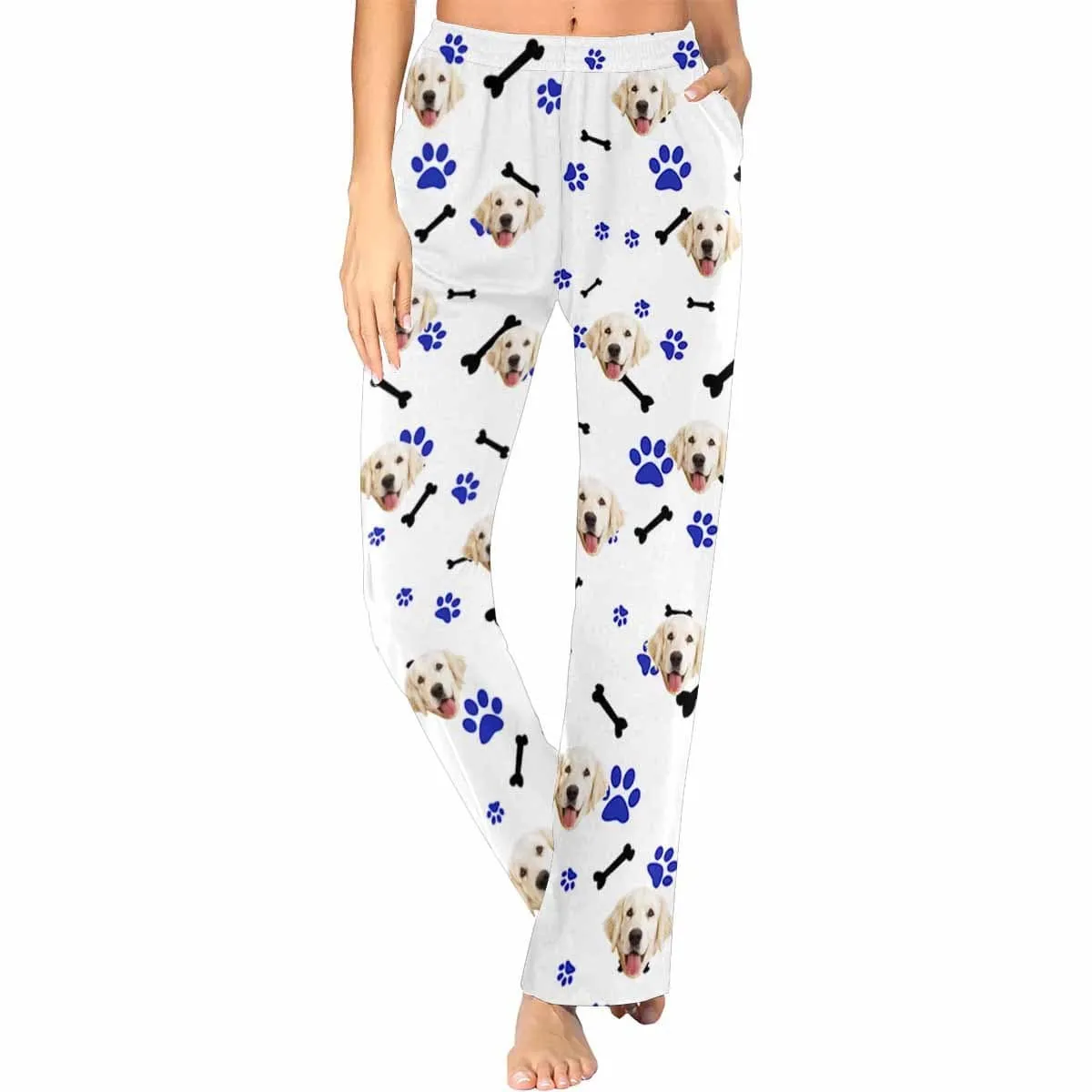Custom Photo My Pet Dog Sleepwear Personalized Women's Slumber Party Long Pajama Shirt&Pants