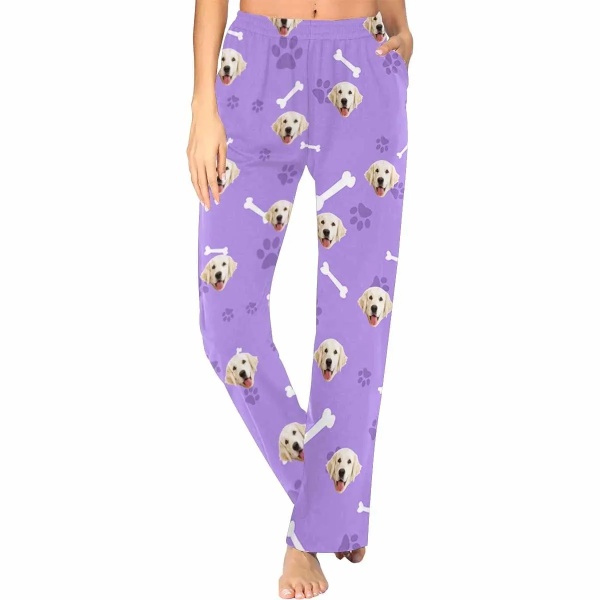 Custom Photo My Pet Dog Sleepwear Personalized Women's Slumber Party Long Pajama Shirt&Pants