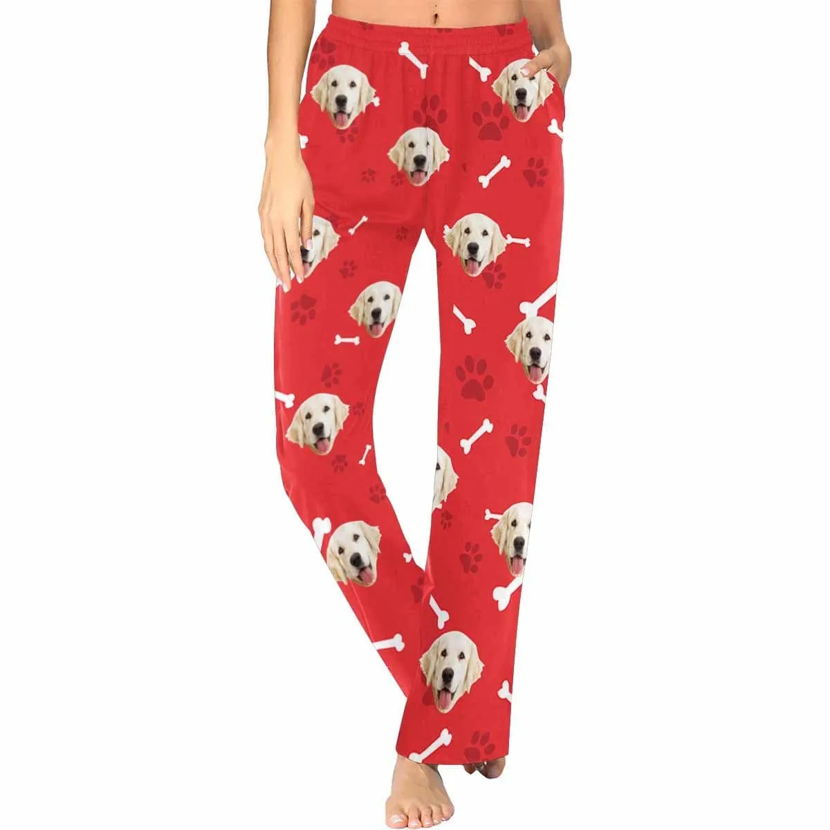 Custom Photo My Pet Dog Sleepwear Personalized Women's Slumber Party Long Pajama Shirt&Pants